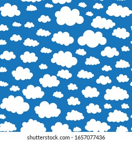 Cute clouds seamless pattern. Wrapping paper or banner template. Baby's room