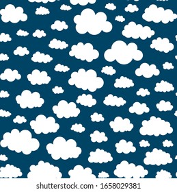 Cute clouds seamless pattern. Wrapping paper or banner template. Baby's room