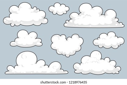 Cute clouds in sky. weather forecast. white cloud vector illustration