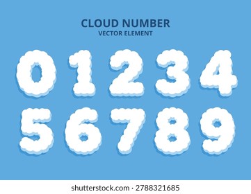 cute cloud-shaped number vector elements