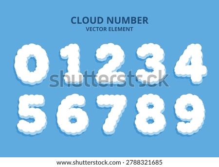 cute cloud-shaped number vector elements