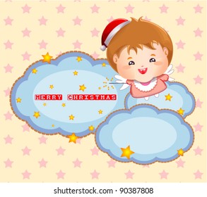 Cute Cloudy Christmas Baby Angel