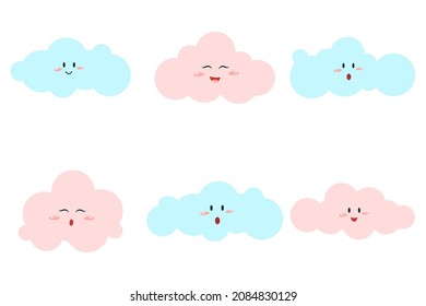 Cute Cloudy Collection Flat Design Vector