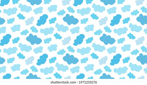Cute Cloudy Seamless Pattern on White Background. Hand Drawn Vector Illustration. Great for Textile, Fabric Prints, Wrapping Paper.