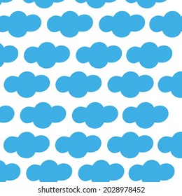 Cute Cloudy Seamless Pattern on Blue Background. Hand Drawn Vector Illustration. Nursery Wall Art for Baby Boy And Baby Girl. Great for Textile, Fabric Prints, Wrapping Paper.
