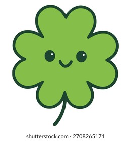Diseño lindo de la Plantilla de la Ilustración vectorial del color plano del carácter de la historieta del trébol