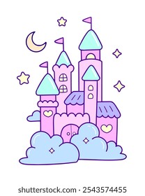 Cute Clowd Castle handrawn illustration