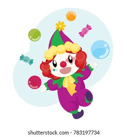 Cute Clown with Ball and Candy