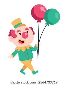 cute clown with balloons decoration isolated