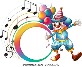 Cute clown with blank music note template illustration