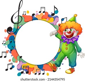 Cuto payaso con una ilustración de una nota de música en blanco
