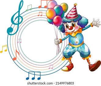 Cute clown with blank music note template illustration