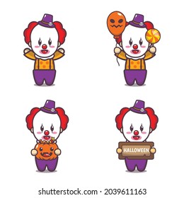 cute clown cartoon illustration.cute halloween cartoon vector illustration. Vector isolated flat illustration for poster, brochure, web, mascot, sticker, logo and icon.cute clown cartoon illustration.
