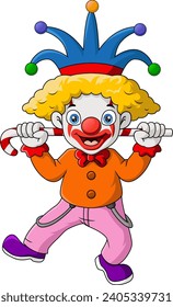 Cute clown cartoon on white background