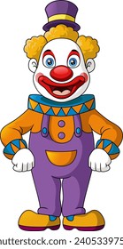 Cute clown cartoon on white background