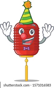 Cute Clown chinese lantern placed on cartoon character mascot design