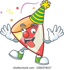 Cute Clown exploding confetti placed on cartoon character style design