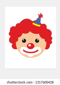 Cute clown face. Vector illustration. 