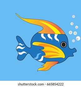 Cute clown fish cartoon posing