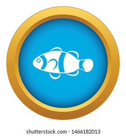 Cute clown fish icon blue vector isolated on white background for any design