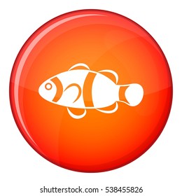 Cute Clown Fish Icon In Red Circle Isolated On White Background Vector Illustration