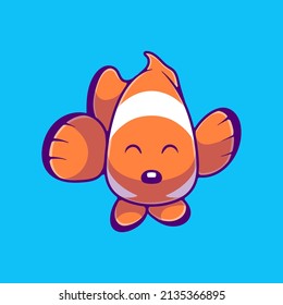 cute clown fish illustration suitable for mascot sticker and t-shirt design