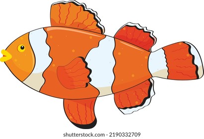 cute clown fish on a white background in a flat style