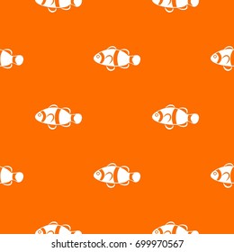Cute clown fish pattern repeat seamless in orange color for any design. Vector geometric illustration
