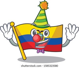 Cute Clown flag ecuador placed on cartoon character mascot design