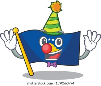 Cute Clown flag kosovo placed on cartoon character mascot design