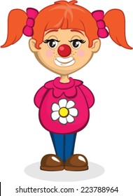 Cute Clown Girl With Pigtails