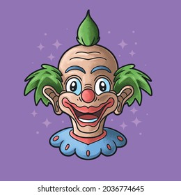 cute clown head illustration grunge style