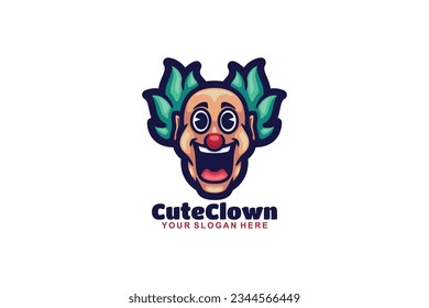 cute clown head vector template logo design