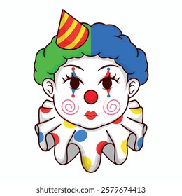 Cute clown icon. Cartoon illustration of cute clown vector icon for web