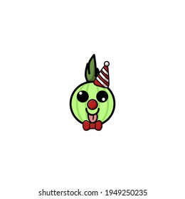 Cute Clown Onion Cartoon Character Vector Illustration Design. Outline, Cute, Funny Style. Recomended For Children Book, Cover Book, And Other.