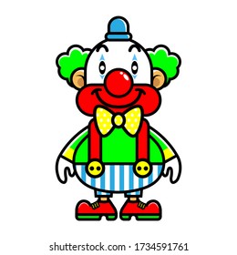 Cute Clown standing wearing full costume best for mascot logo Cartoon Vector