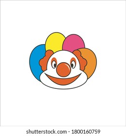 cute clown vector icon with balloon