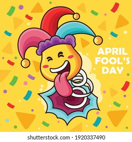 Cute Clown Vector Icon Illustration. Holiday Icon Concept with Funny Expression