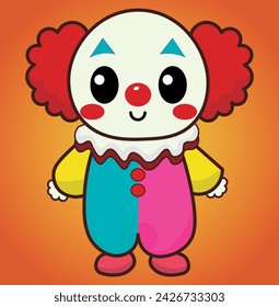 Cute clown vector illustration, background, for fabrics, and backgrounds