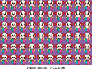 Cute clown vector illustration, background, for fabrics, and backgrounds