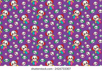 Cute clown vector illustration, background, for fabrics, and backgrounds