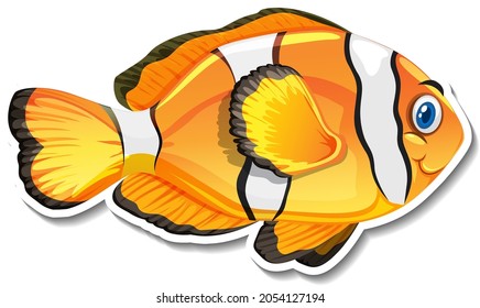 Cute clownfish cartoon character sticker illustration