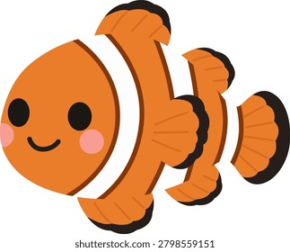 Cute Clownfish Flat Vector Illustration