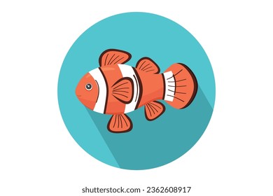 Cute Clownfish Swimming Cartoon Vector Icon Illustration. Isolated Premium Vector Animal Nature Icon Concept. Flat Cartoon Style