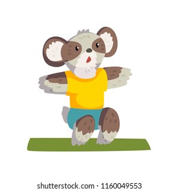 Oso de coala lindo haciendo cuencos usando uniforme deportivo, carácter animal deportivo, fitness y estilo de vida saludable vector Ilustraciones sobre un fondo blanco