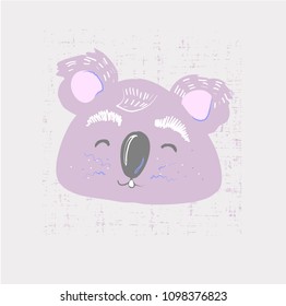 Cute coala face. Childish print for nursery, kids apparel,poster, postcard. Vector Illustration