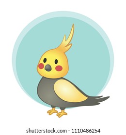 Cute cockatiel illustration in cartoon