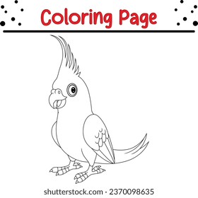 Cute cockatoo Bird cartoon coloring page illustration vector. Bird coloring book for kids.