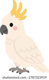 Симпатичный Cockatoo Плоский Дизайн Иллюстрация