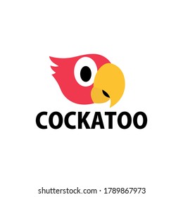 cute cockatoo flat logo vector icon illustration